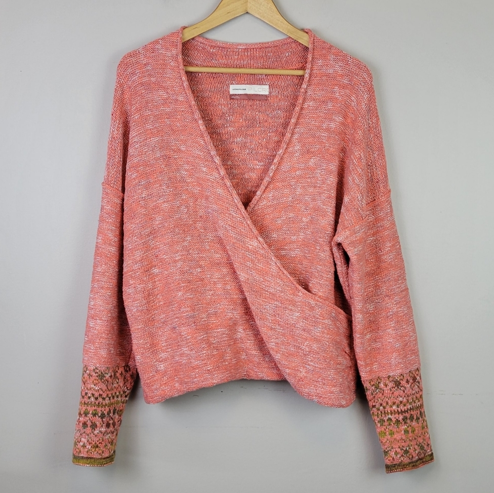 EUC Anthropologie Pilcro Drew Surplice Sweater Wrap Boho Fair Isle - Picture 11 of 11